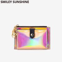 【CW】 Fashion Holographic Wallets Money Thin Small Wallet Pink Female Coin Purse Short Ladies Walet Vallet