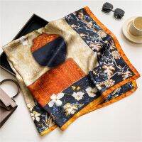 2023 Spring Vintage Silk Scarf Square Wrap Casual Female Large Shawl Designer Smooth Sunscreen Hijabs Headscarf Bandana Foulard