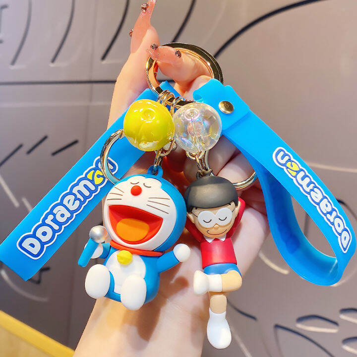 Hi Toy Cartoon Doraemon Keychain Cute Nobita Nobi Silicone Jingle Cat ...