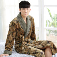 New Arrival Winter Autumn Casual Cotton Satin Silk Male Nightwear Men Bathrobe Belt Elegant Bathroom Spa Thick Flannel Men Robe