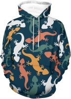 Colorful Geckos Unisex Hoodies 3D Printed Pullover Hooded Casual Sweatshirts with Pockets