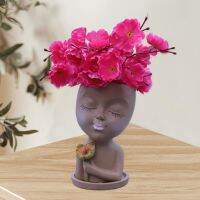 ✶◘☌ Long Lasting Fancy Holding Flower Girl Shape Plant Flower Container Lightweight Resin Flowerpot Stable Base Garden Supplies