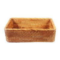 Rectangular Hand-woven Basket Rattan Candy Storage Picnic Tray Food Bread Dishes Multipurpose Drying Food Storage Dustpan Box