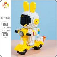 PN 6001 Space Rabbit Astronaut Scooter Motorcycle Car Spaceman Doll Mini Diamond Blocks Bricks Building Toy for Children no Box