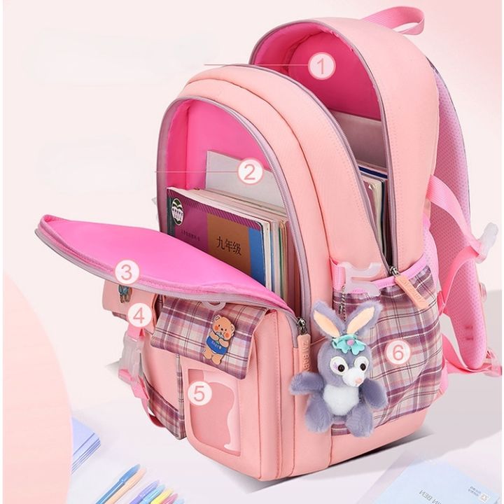 new-style-primary-school-student-schoolbag-female-1-3-6-grade-cartoon-cute-childrens-backpack-lightweight-burden-reduction