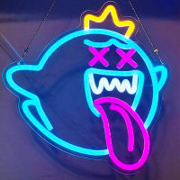 Neon Sign King Boo The Ghost Face LED Neon Light Mario ป้ายอะคริลิคสำหรับ Gaming Light อุปกรณ์เสริมของขวัญเด็กเกม Room Decor