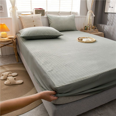 100 Cotton Waterproof Fitted Sheet Solid Color Bed Sheets With Elastic Band Soft Bed Cover Queen King Size Mattress Cover
