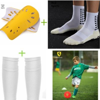 1 set of children teenagers elastic porous breathable plates and leg covers leg covers with pockets football leg pads protective equipment professional leg sports net socks