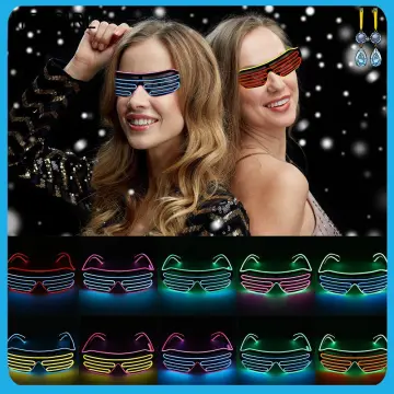 El Wire LED Light Up Glasses Neon Glow Party Rave Flashing Shutter Shade  Eyewear