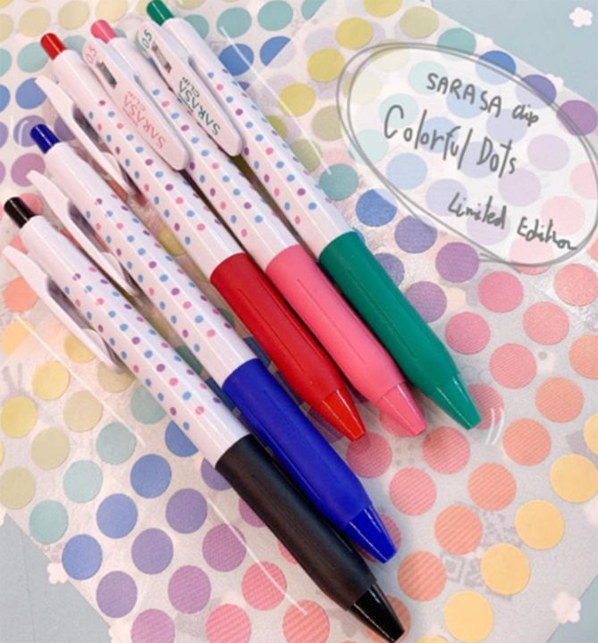 zebra-ซีบร้า-sarasa-clip-colorful-dots-ปากกาเจลชุดแพ็ค5c