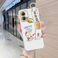 เคสโทรศัพท์มือถือเคสสำหรับ OPPO Reno10 Pro 5G Motorola Moto G53 5G (พร้อมสายรัดข้อมือ) เคสขอบสี่เหลี่ยมนิ่มเคลือบเคสโทรศัพท์หรูหราเคสโทรศัพท์นิ่ม