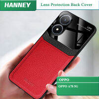 HANNEY เคสโทรศัพท์สำหรับ OPPO A78 5G,เคสหนังแฟชั่นป้องกันเลนส์กล้องผิว PC แข็ง กันกระแทก HY-01