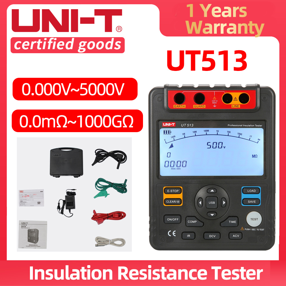 UNIT UT513A Insulation Resistance Tester AC/DC  5000V 1000G 