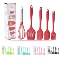 5 Pieces/set Silicone Kitchen Tools Set Baking Tool Pot Silicone Scraper Cooking Kitchen Accessories Cook Eggbeater Shovel Tools Pots Pans