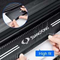 Carbon Fiber Car Sticker Strip Auto Door Threshold Anti Scratch Tape For SsangYong Actyon Korando Kyron Musso Rexton Tivoli Bumper Stickers Decals  Ma