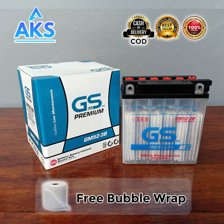 Aki GS GM5Z-3B PREMIUM 12V 7Ah Aki Basah Motor Mio, Mio Smile, Mio
