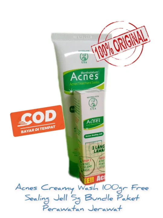 Acnes Creamy Wash 100gr Free Sealing Jell 5g Bundle Paket Perawatan ...