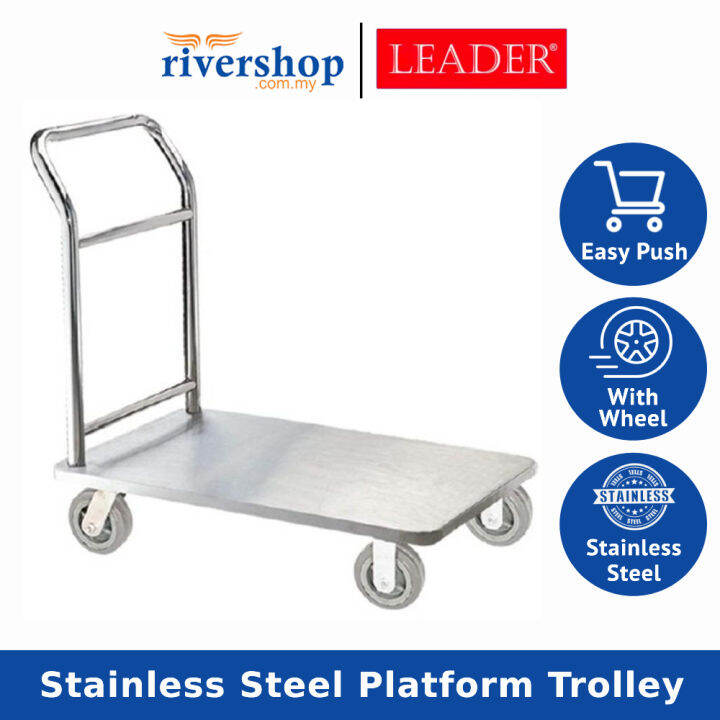 Leader Stainless Steel Trolley PFT1002/SS Single Deck Platform Hand