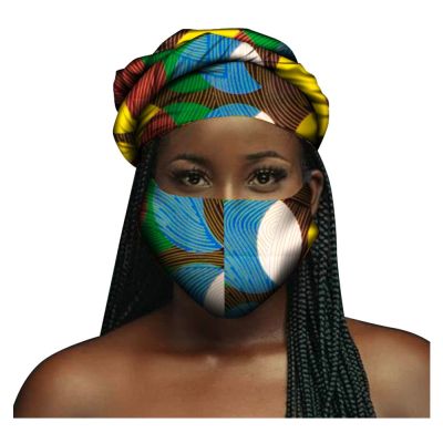 [COD] 1 piece on behalf of African ethnic style turban mask set wax cloth dust