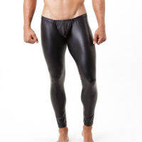 New 3 color mens long pants tight fashion hot black Faux leather y boxer underwear y panties trousers fashion nightwear