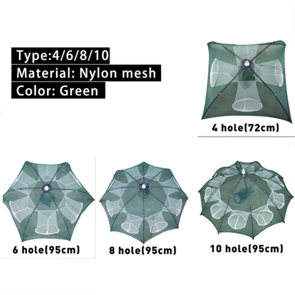 CALLIVEN Foldable 4/6/8/10 Holes Network Folding Portable Bait Casting  Fishing Mesh Fishing Net Shrimp Cage Fish Crab Trap