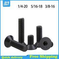 5Pcs Flat Head Socket Cap Screw Inch Countersunk Bolt Black Carbon Steel 1/4-20 5/16-18 3/8-16