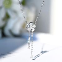 Luxury 925 Silver Necklace Temperament Shell Flower Necklace for Women Love Flower Tassel Set Diamond Clavicle Chain Jewelry Fashion Chain Necklaces