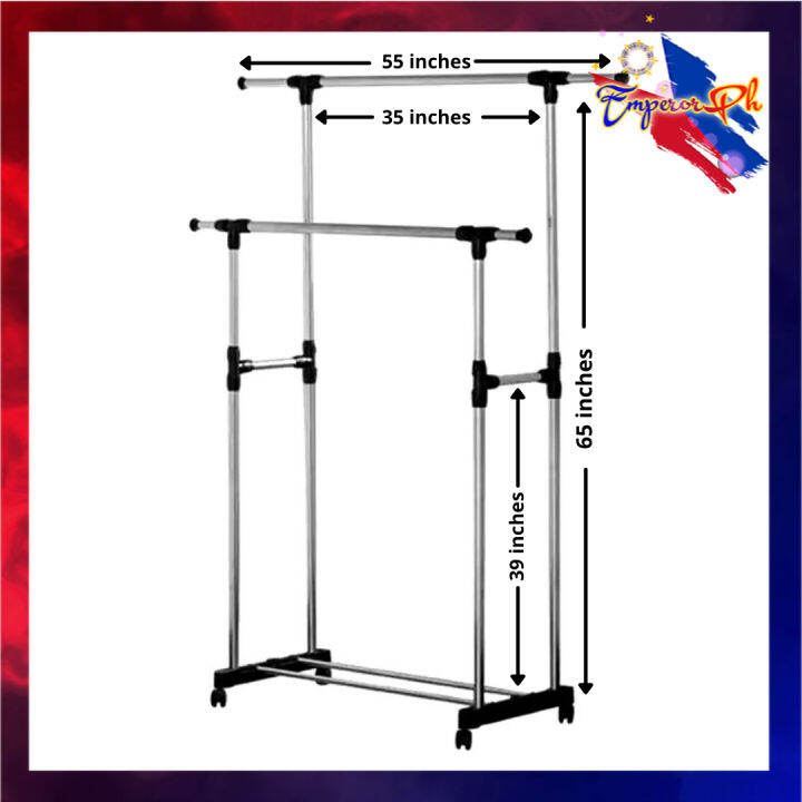 Clothes Rack Stand Sampayan ng Damit Double Pole DIY hanger stainless ...