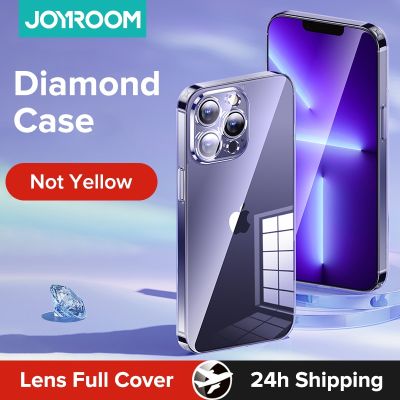「Enjoy electronic」 Joyroom Case For iPhone 14 13 12 Pro Max Back PC Eadge Silicone Shockproof Full Lens Protection  Cover For iPhone 13 Transparent