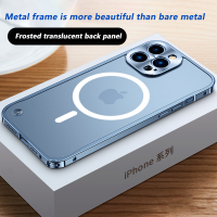 New Luxury Aluminum Alloy Metal Frame Frosted Phone Case for 12 13 Pro Max Case Support Magsafe Magnetic WirelessCharging