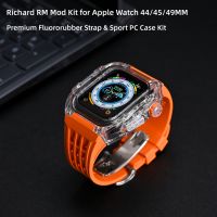 ชุดแท่งใสสไตล์สปอร์ตสำหรับนาฬิกา Apple Ultra 2 Series 9/8/7/Se/ 6/5/4 Premium Fluororstrap และชุด RM Casing PC สำหรับ Apple I Watch 49Mm/45Mm/44มม.