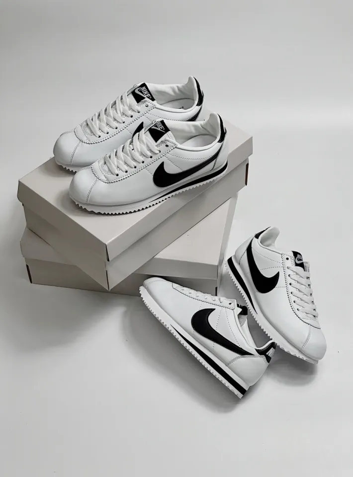 Nike Cortez Basic Leather White Black - Giày Nike Cortez Trắng Đen |  Lazada.vn