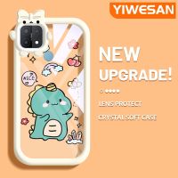 YIWESAN เคสสำหรับ OPPO A15 A35 A15s 4G ลายการ์ตูนไดโนเสาร์น่ารักสร้างสรรค์สีสันสดใสเลนส์กล้องถ่ายรูปแบบนิ่มมอนสเตอร์ตัวน้อยซิลิโคนเคสใสกันกระแทกแบบใสเคสป้องกันง่าย