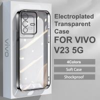 VIVO V27 5G V27e V23e V23 V20 Pro นุ่มกล่องโลหะชุบหรูหรากล้องซิลิโคนโปร่งแสง