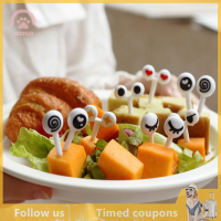 【SHZTGM】 10ชิ้น/เซ็ต MINI plugs CUTE Cartoon Eyes Kawaii อาหารกลางวัน Bento BOX อาหารผลไม้ส้อม