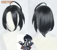 Game Anime Pokemon Sword And Shield Allister Short Black Gray Styled Heat Resistant Cosplay Hair Wig + Wig Cap