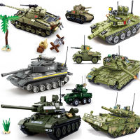 Military Vehicles Tank Sets SWAT Army City Police T34 Model Building Blocks DIY Brick Kids Toys Classic World War II WW2