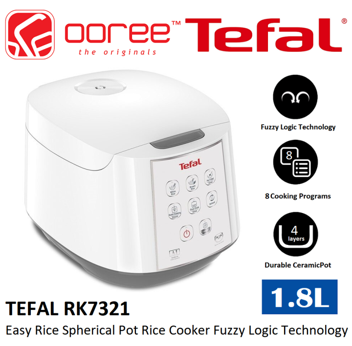 TEFAL RK7321 1.8L EASY RICE SPHERICAL POT RICE COOKER WITH FUZZY LOGIC TECHNOLOGY, 8 COOKING