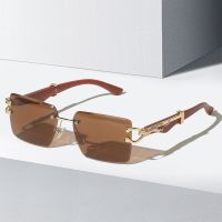 【lz】✼✘  Óculos de sol leopardo sem aro para homens e mulheres óculos quadrados elegante marca de luxo designer novo