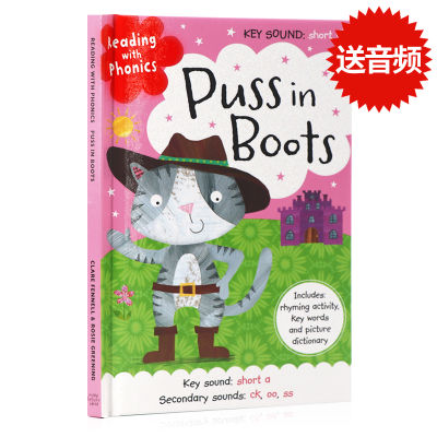 Reading with phonics Puss in boots English original picture book classic fairy tales natural spelling parent-child English learning books Hardcover