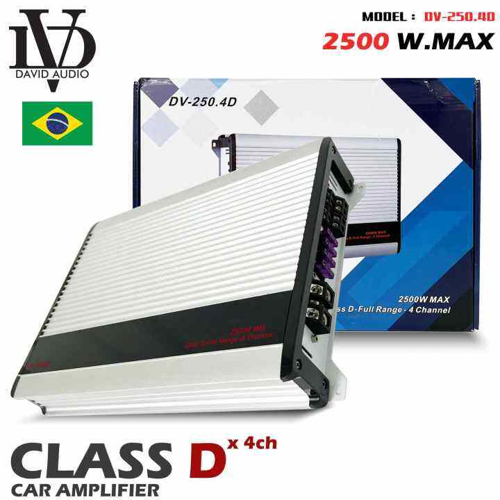 คลาสดี-4-ชาแนล-แอมป์รถยนต์-amp-brazil-class-d-4ch-กำลังขับสูงสุด-2500-วัตต์-รุ่น-dv-250-4d-พาวเวอร์แอมป์