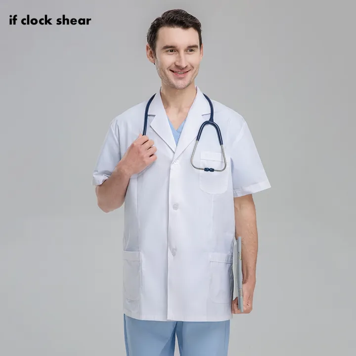 Pharmacy White Coats Pet Clinic Doctor Scrubs Coat Health Service Short ...