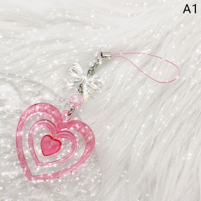 yizhuoliang New Pink Y2K ห่วงโซ่โทรศัพท์จี้รัก bowknot Charms CHAIN สำหรับพวงกุญแจ handmade DIY Accessories