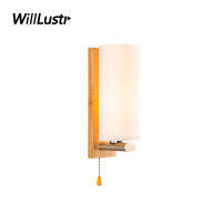 Modern Solid Wood Wall Lamp Milk White Glass Sconce Ho Restaurant Porch Aisle Living Room Bedside Creative Wooden Lighting