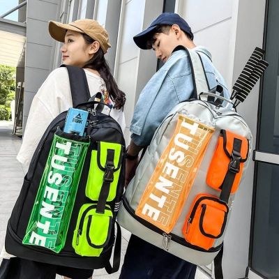 ▽ Cool large-capacity double backpack sports outdoor travel bag multi-pocket student backpack badminton racket bucket bag luggage