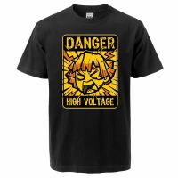 Summer 2021 Men Casual Demon Slayer Japan Anime T Shirts Casual Cool Tees Male Zenitsu Tee Tops Casual Danger Tee Shirts