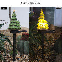 LED Solar Artificial Resin Christmas Tree Stake Light 2 Modes Outdoor Garden Landscape Lawn Path Plug-In Decorative Night Light