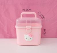 Pink Home Storage Box Medicine Box Multi-Layer First Plastic Beauty Cat Nail Box Childrens Toolbox Small Medicine Box