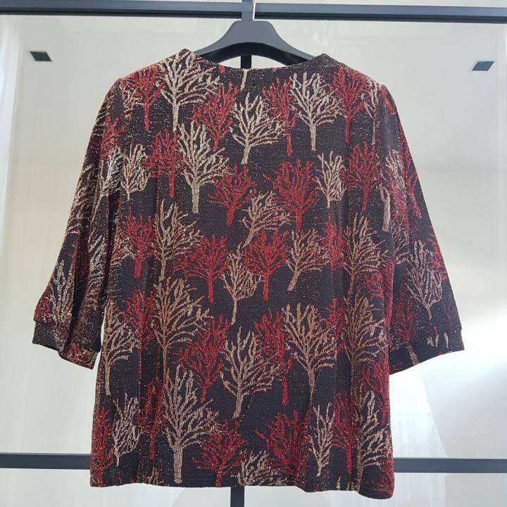เสื้อลายต้นไม้-ผ้าสแปนเด็กซ์-มีกริตเตอร์-ใส่สบาย-เสื้อผู้ใหญ่ผู้หญิง-เสื้อคุณแม่-ผู้สูงอายุ-เสื้อคุณยาย-ของขวัญคุณแม่