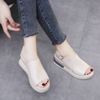 Summer Wedge Shoes for Women Sandals Solid Color Open Toe High Heels Casual Ladies Buckle Strap Fashion Female Sandalias Mujer